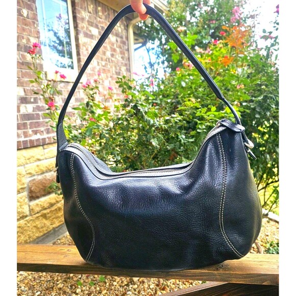 Cole Haan Leather Black Tote Shoulder Bag Purse Satchel Classic - Picture 1 of 9